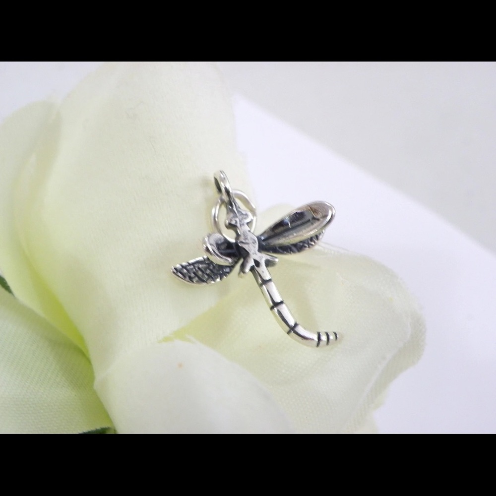 Just charm, sterling silver Dragonfly big 3D pendent no without chain